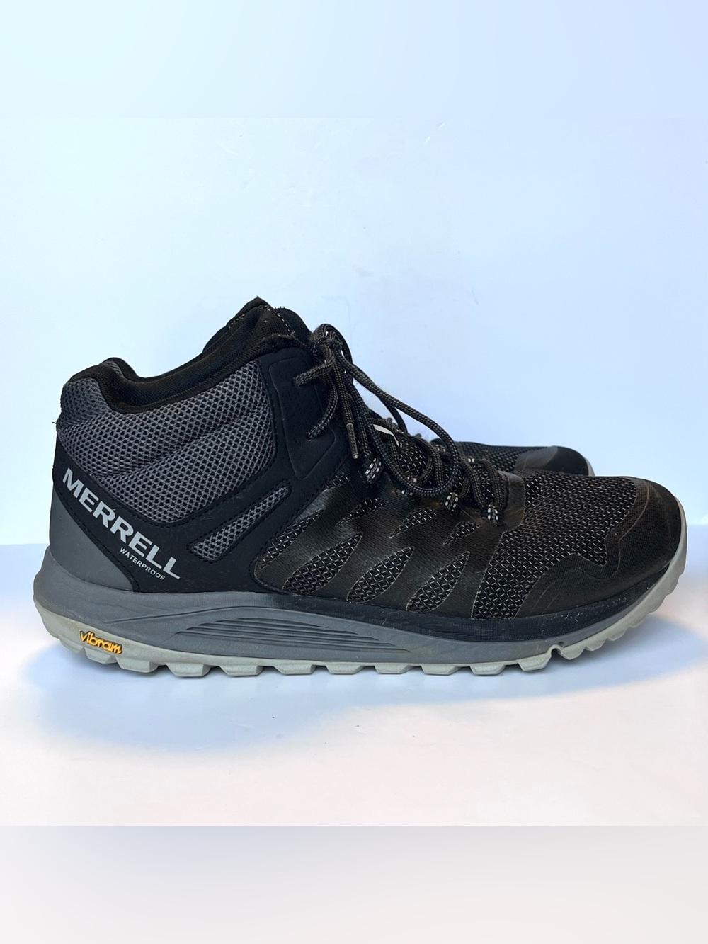 Merrell Nova 2 Mid Waterproof Hiking Boots Black Gray PowerStep Insoles Men’s 11